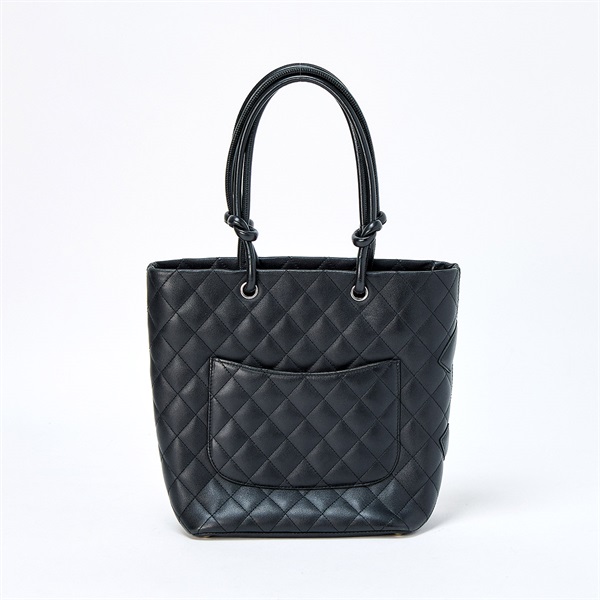 CHANEL カンボン ミディアムトート 2004年 ハンドバッグ ブラック シルバー ラムスキンの画像2