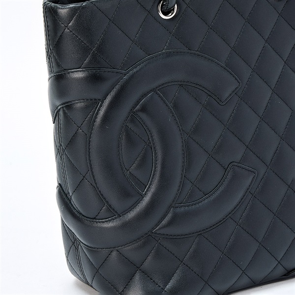 CHANEL カンボン ミディアムトート 2004年 ハンドバッグ ブラック シルバー ラムスキンの画像4