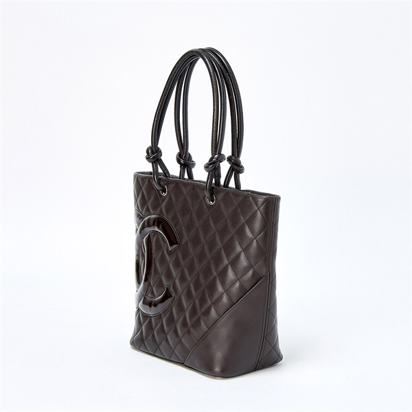 CHANEL カンボン ミディアムトート 2005年 ハンドバッグ ブラウン シルバー ラムスキンの画像1