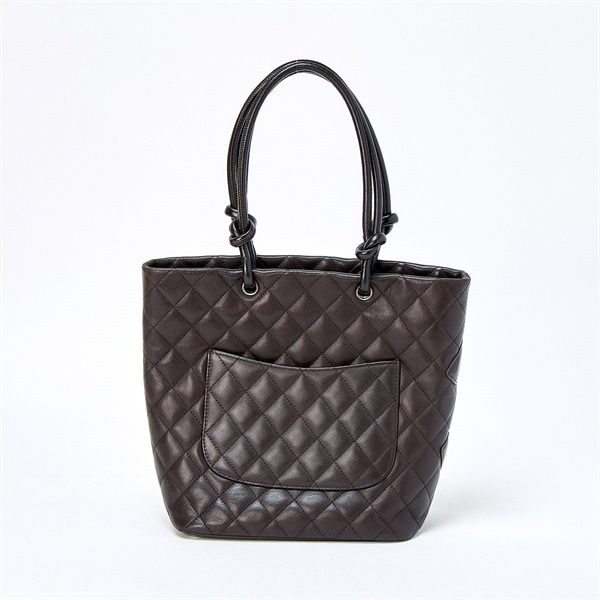 CHANEL カンボン ミディアムトート 2005年 ハンドバッグ ブラウン シルバー ラムスキンの画像2