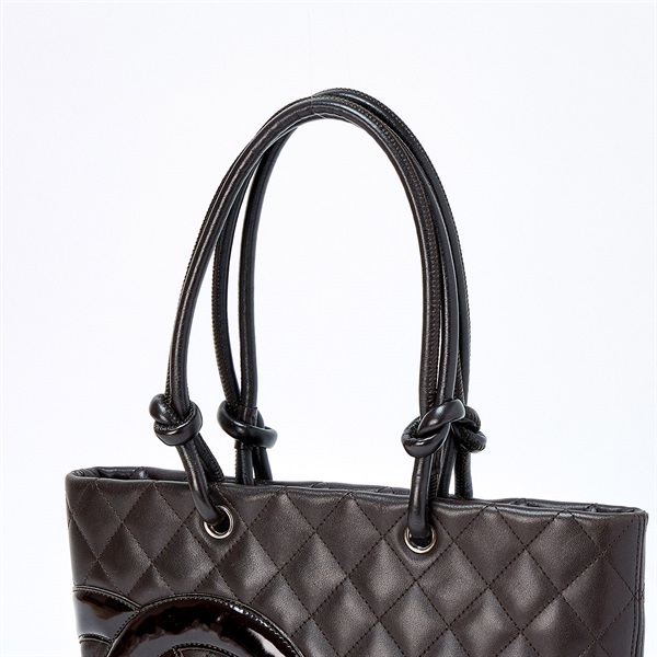 CHANEL カンボン ミディアムトート 2005年 ハンドバッグ ブラウン シルバー ラムスキンの画像3