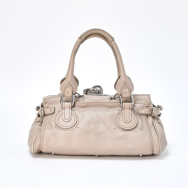 Chloe パディントン ミディアム ハンドバッグ グレー シルバー レザーの画像2