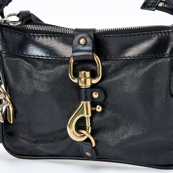Chloe ケララ ハンドバッグ ブラック ゴールド レザーの画像4