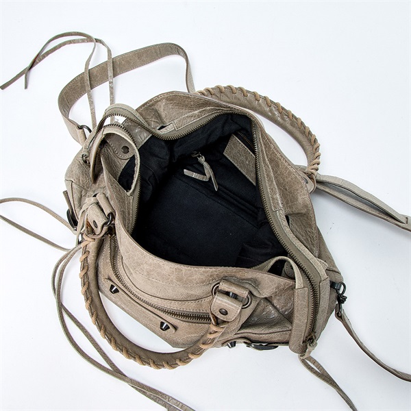 BALENCIAGA タウン ハンドバッグ グレー マットゴールド レザーの画像6