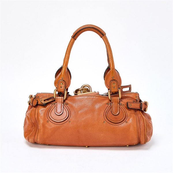 Chloe パディントン ミディアム ハンドバッグ ブラウン ゴールド レザーの画像4