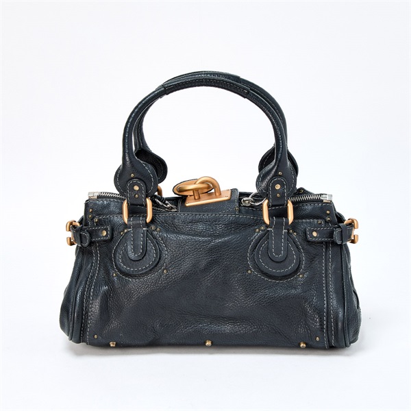 Chloe パディントン ミディアム ハンドバッグ ブラック ゴールド レザーの画像2