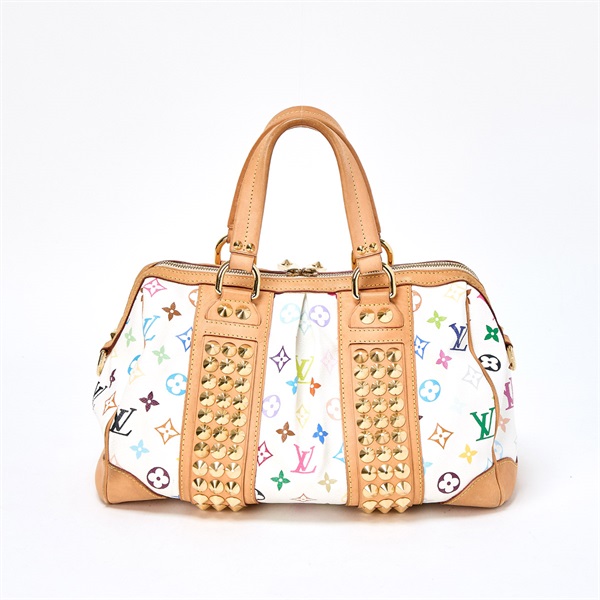 LOUIS VUITTON モノグラムマルチカラー コートニーMM ハンドバッグ マルチカラー ホワイト ゴールド PVCの画像2