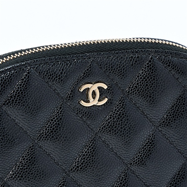CHANEL マトラッセ ショルダーバッグ ブラック ゴールド キャビアスキンの画像4