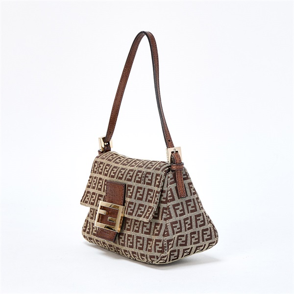 FENDI マンマバゲット ズッキーノ ミニ ショルダーバッグ ベージュ ゴールド キャンバスの画像1