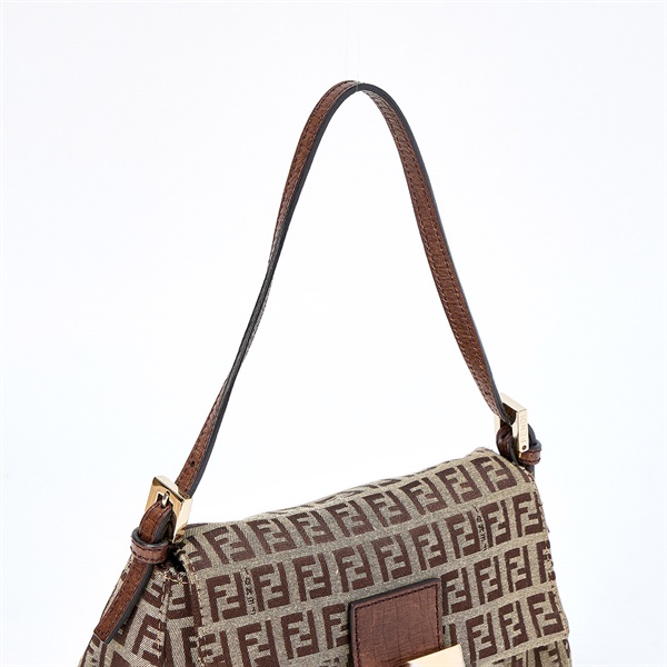 FENDI マンマバゲット ズッキーノ ミニ ショルダーバッグ ベージュ ゴールド キャンバスの画像3