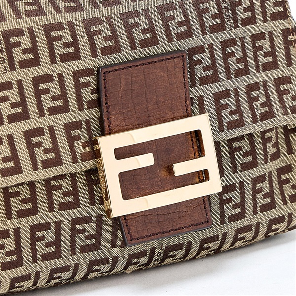 FENDI マンマバゲット ズッキーノ ミニ ショルダーバッグ ベージュ ゴールド キャンバスの画像4