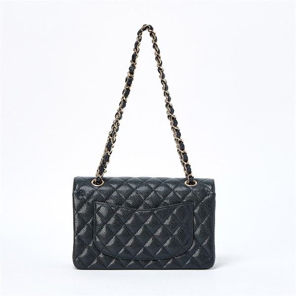 CHANEL マトラッセ ダブルフラップダブルチェーン 23 2021年 ショルダーバッグ ブラック ゴールド キャビアスキンの画像2