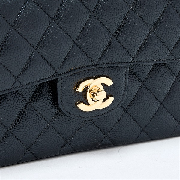 CHANEL マトラッセ ダブルフラップダブルチェーン 23 2021年 ショルダーバッグ ブラック ゴールド キャビアスキンの画像4