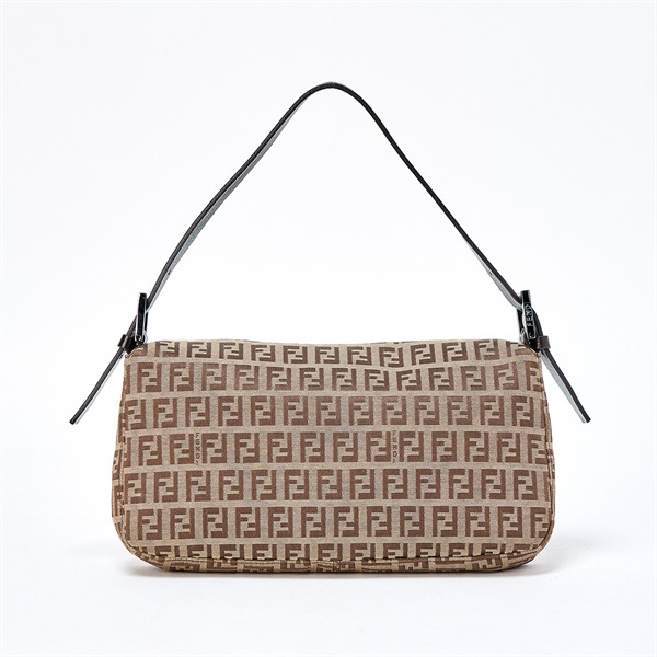 FENDI マンマバゲット ズッキーノ ショルダーバッグ ベージュ マットシルバー キャンバスの画像2