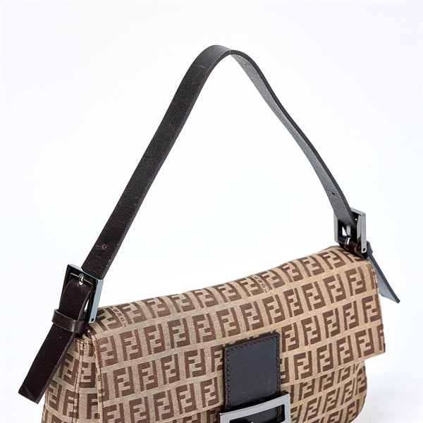 FENDI マンマバゲット ズッキーノ ショルダーバッグ ベージュ マットシルバー キャンバスの画像3