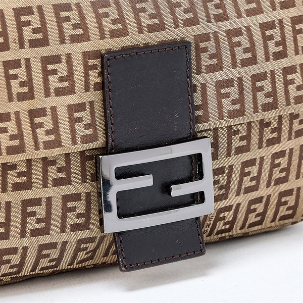 FENDI マンマバゲット ズッキーノ ショルダーバッグ ベージュ マットシルバー キャンバスの画像4