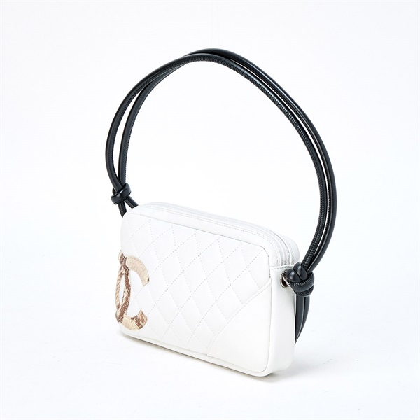 CHANEL マトラッセ カンボン 2005年 ショルダーバッグ ホワイト ベージュ シルバー ラムスキンの画像1