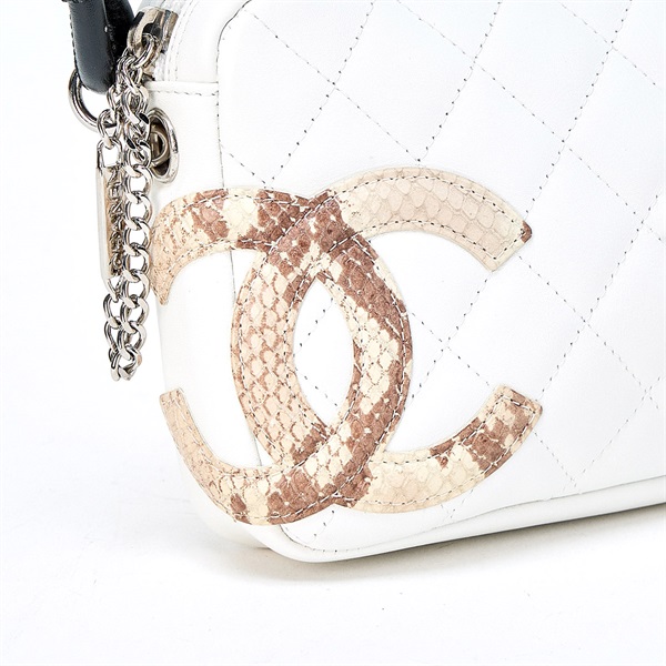 CHANEL マトラッセ カンボン 2005年 ショルダーバッグ ホワイト ベージュ シルバー ラムスキンの画像4