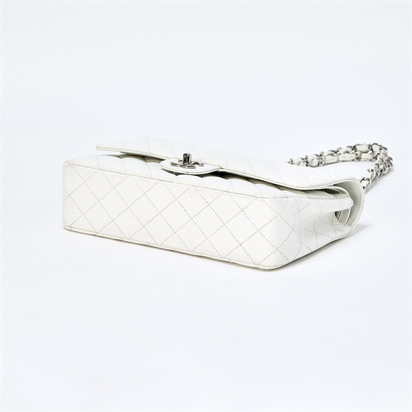CHANEL マトラッセ ダブルフラップダブルチェーン 25 2007年 ショルダーバッグ ホワイト シルバー キャビアスキンの画像5