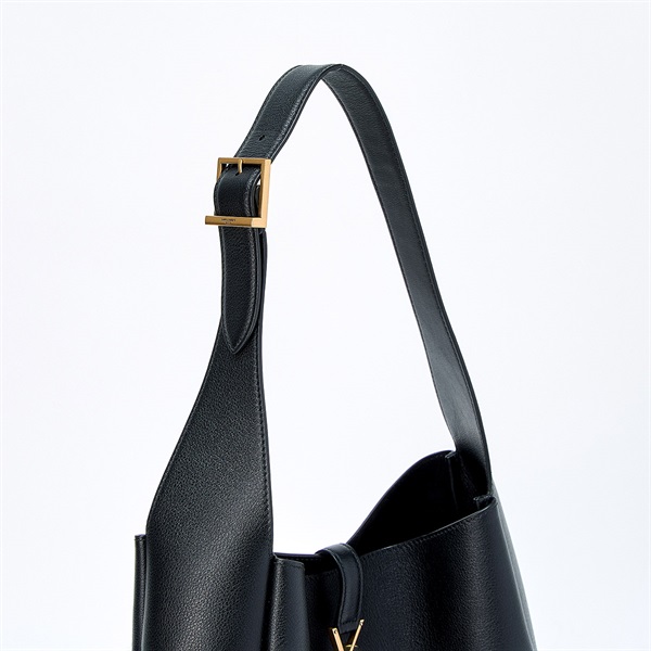 SAINT LAURENT ル・サンカセット ラージ ショルダーバッグ ブラック ゴールド グレインレザーの画像3