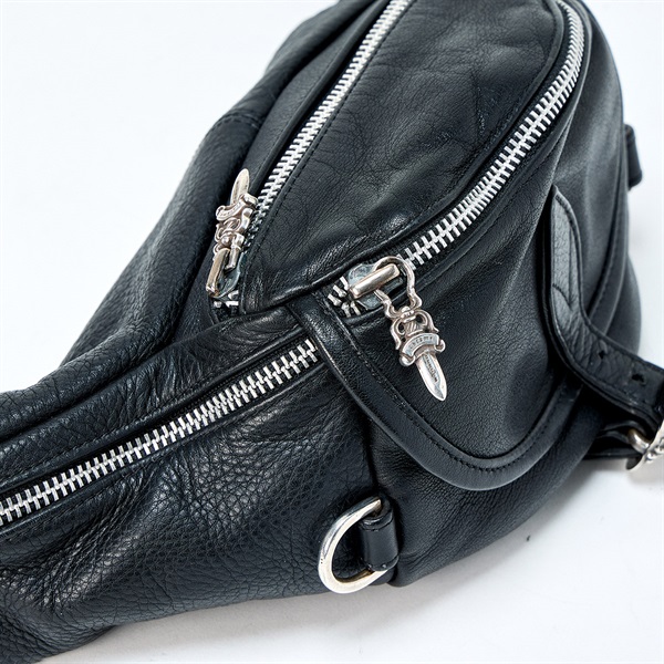 CHROME HEARTS スナットパック ダガー クロスボディバッグ ブラック シルバー レザーの画像6