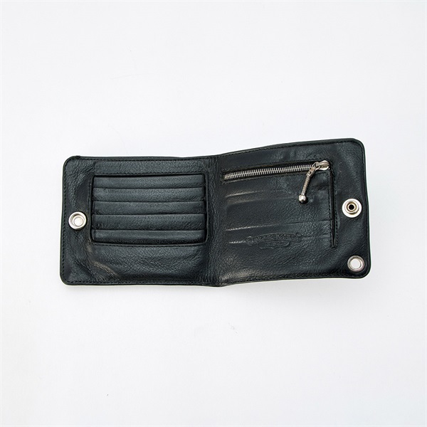 CHROME HEARTS CHクロスボール  1スナップ コンパクトウォレット ブラック シルバー レザー 925の画像3