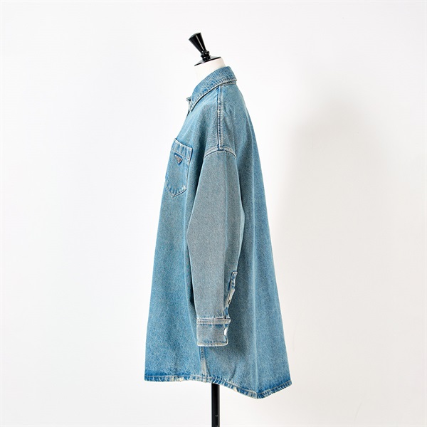 PRADA トライアングル シャツ 38 ブルー コットンの画像1
