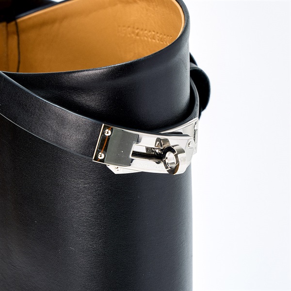 HERMES ジャンピングケリー ブーツ 39 2/1 ブラック シルバー レザーの画像6