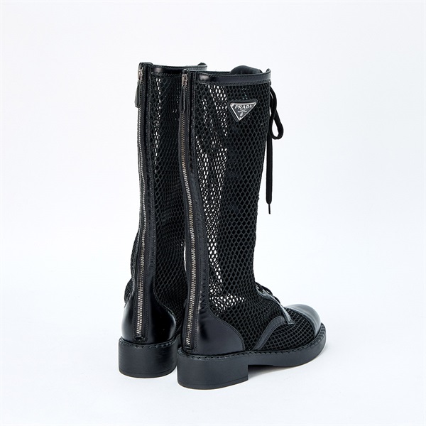 PRADA トライアングル ブーツ 37 2/1 ブラック ナイロンの画像1