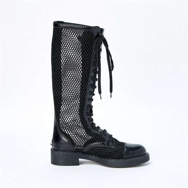 PRADA トライアングル ブーツ 37 2/1 ブラック ナイロンの画像3
