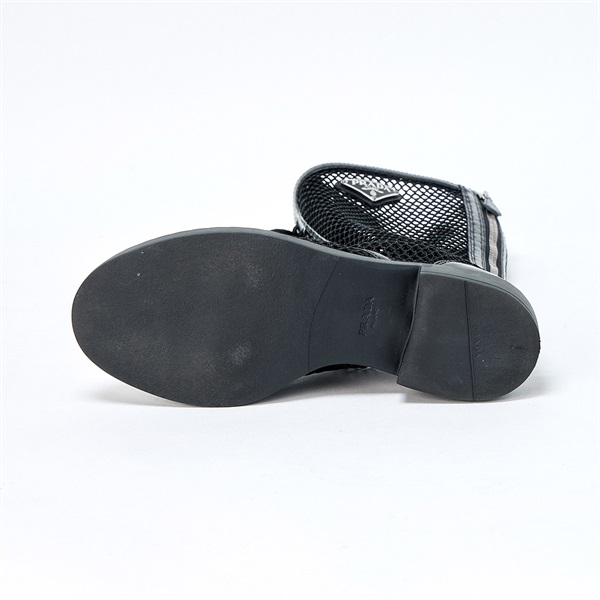 PRADA トライアングル ブーツ 37 2/1 ブラック ナイロンの画像6