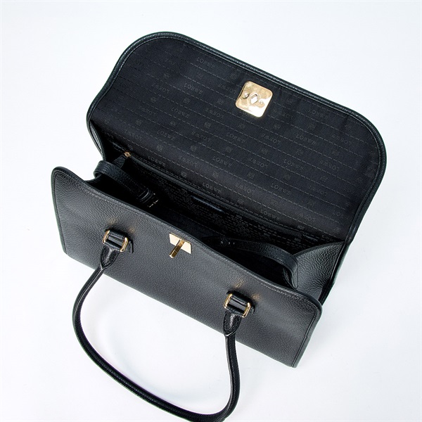LOEWE アラモ36 ハンドバッグ ブラック ゴールド レザーの画像5