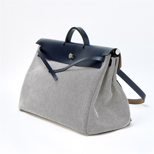 HERMES エールバッグ ジップルトゥルネ 50ジップTGM  2019年 D ハンドバッグ ブラック ホワイト シルバー トワルアッシュの画像1