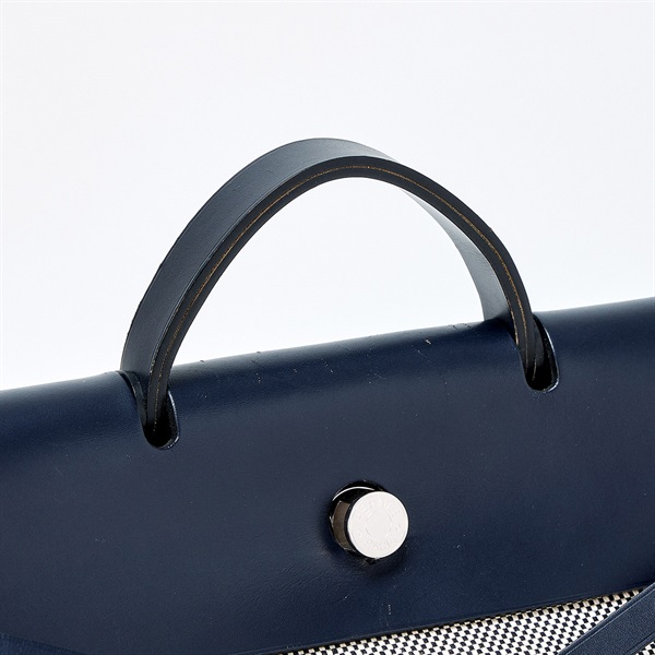 HERMES エールバッグ ジップルトゥルネ 50ジップTGM  2019年 D ハンドバッグ ブラック ホワイト シルバー トワルアッシュの画像3
