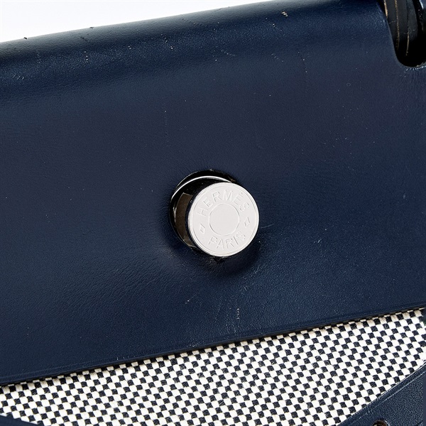 HERMES エールバッグ ジップルトゥルネ 50ジップTGM  2019年 D ハンドバッグ ブラック ホワイト シルバー トワルアッシュの画像4