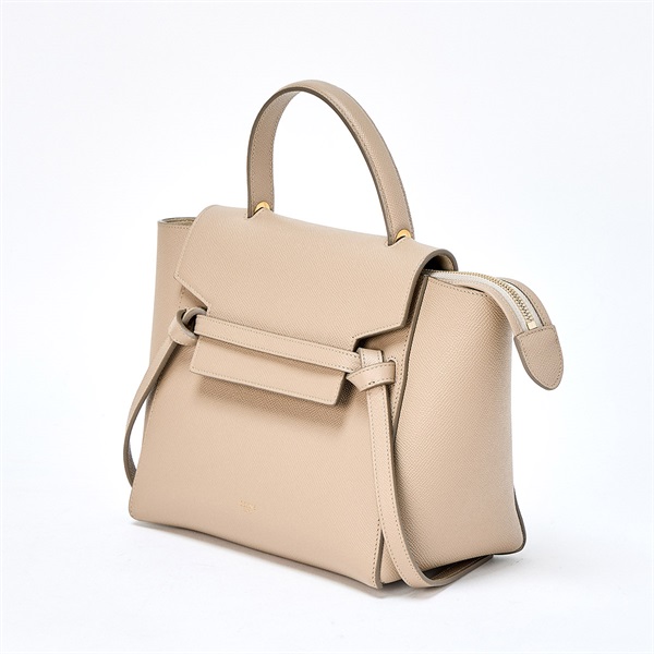 CELINE ベルトバッグ マイクロ ハンドバッグ ベージュ ゴールド レザーの画像1