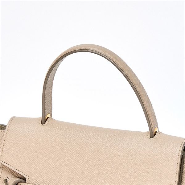 CELINE ベルトバッグ マイクロ ハンドバッグ ベージュ ゴールド レザーの画像3