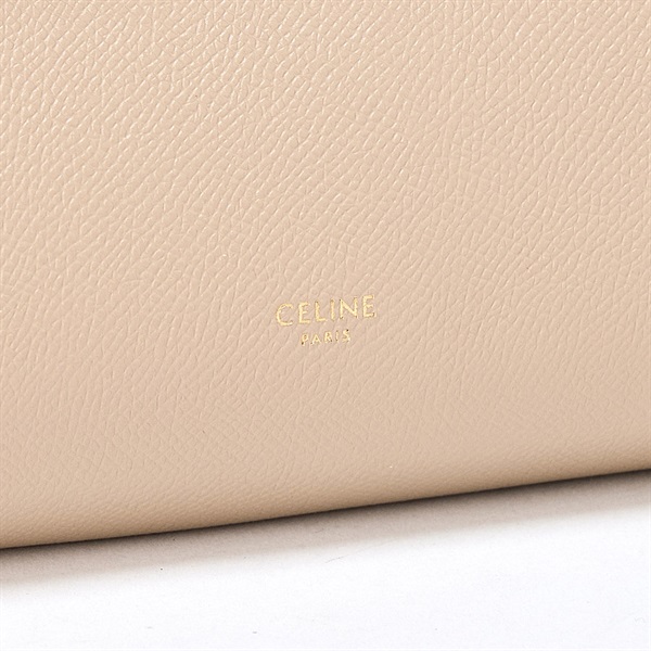 CELINE ベルトバッグ マイクロ ハンドバッグ ベージュ ゴールド レザーの画像4