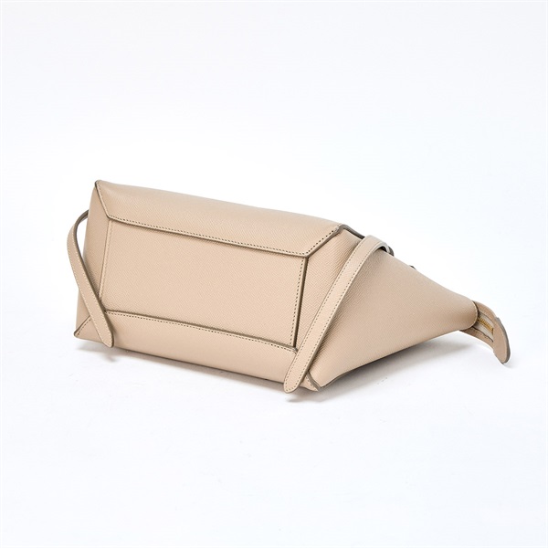 CELINE ベルトバッグ マイクロ ハンドバッグ ベージュ ゴールド レザーの画像5