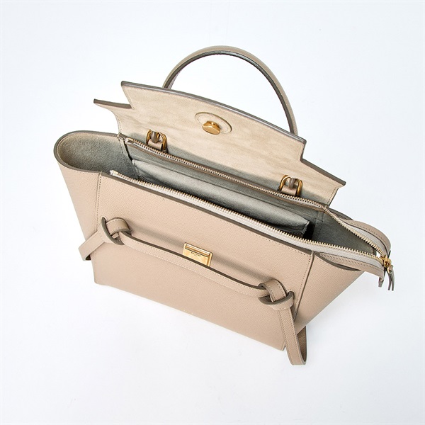 CELINE ベルトバッグ マイクロ ハンドバッグ ベージュ ゴールド レザーの画像6