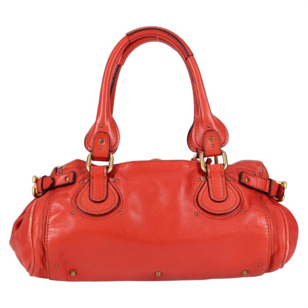 Chloe パディントンハンドバッグ レッド ゴールド レザーの画像1