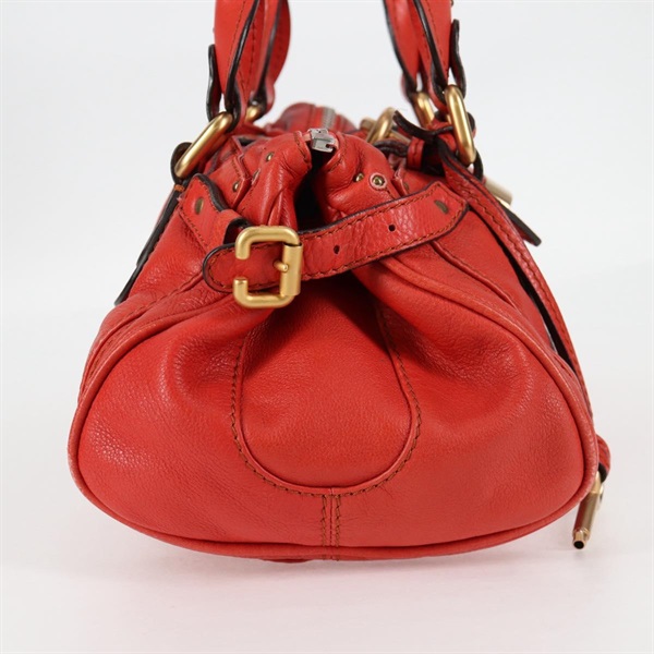 Chloe パディントンハンドバッグ レッド ゴールド レザーの画像3