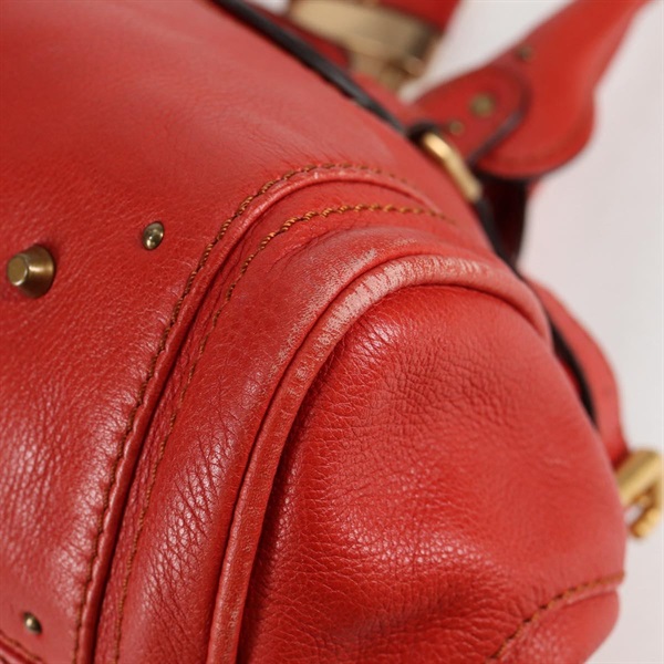 Chloe パディントンハンドバッグ レッド ゴールド レザーの画像6