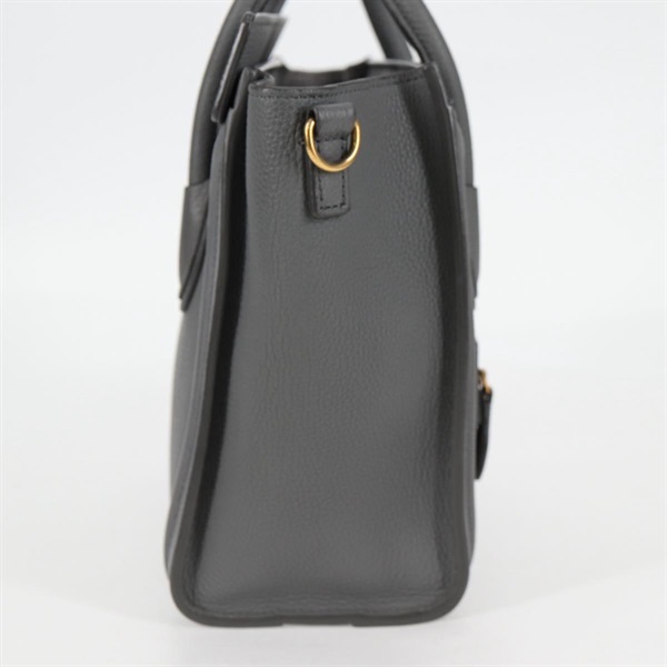 CELINE ラゲージ ナノショッパー ハンドバッグ グレー マットゴールド レザーの画像3