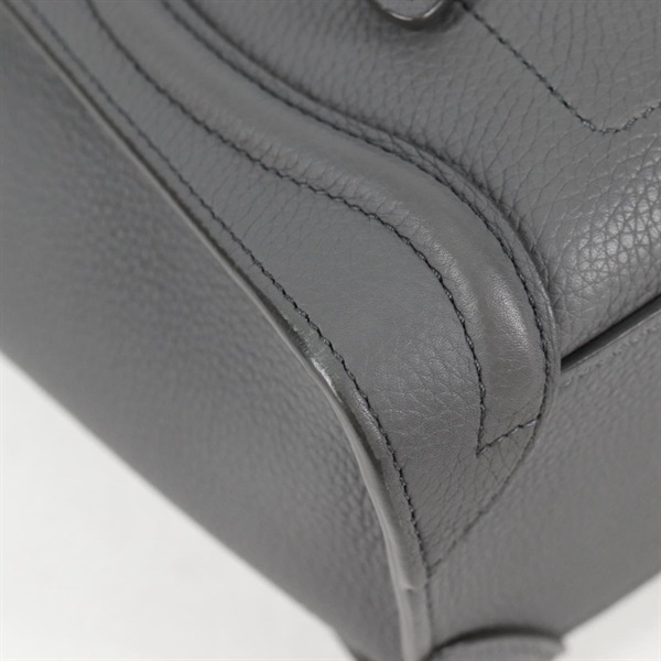 CELINE ラゲージ ナノショッパー ハンドバッグ グレー マットゴールド レザーの画像6