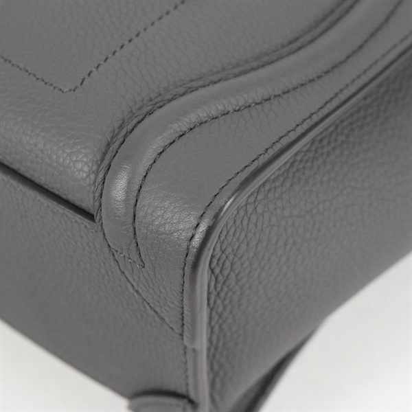 CELINE ラゲージ ナノショッパー ハンドバッグ グレー マットゴールド レザーの画像7