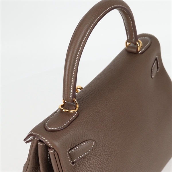 HERMES ケリー 28 2021年 Z ハンドバッグ エトゥープ ゴールド トゴの画像4