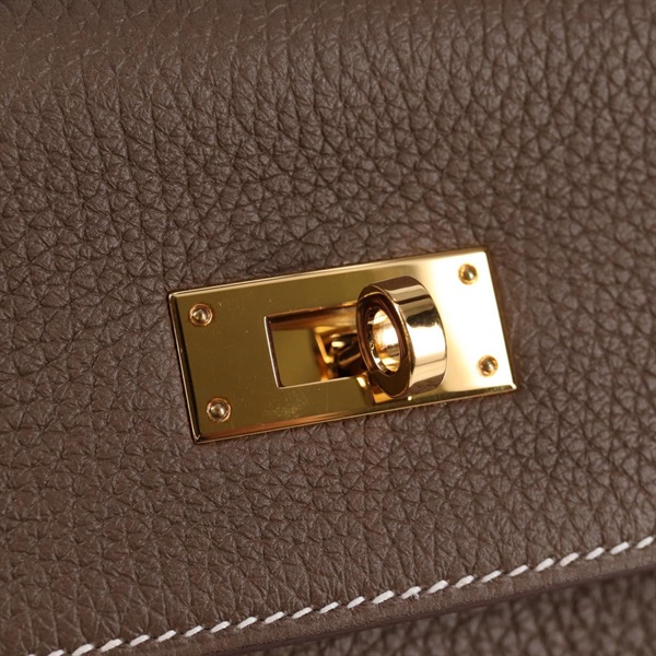 HERMES ケリー 28 2021年 Z ハンドバッグ エトゥープ ゴールド トゴの画像8