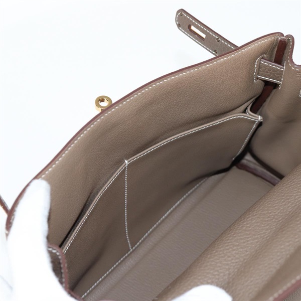 HERMES ケリー 28 2021年 Z ハンドバッグ エトゥープ ゴールド トゴの画像10