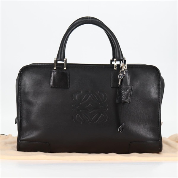 LOEWE アマソナ アナグラム 36 ハンドバッグ ブラック シルバー レザーの画像6